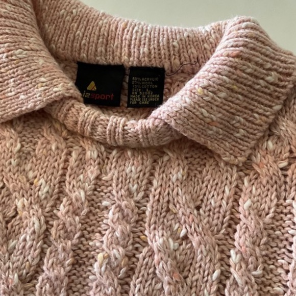 VINTAGE LIZ CLAIBORNE PEACH PULLOVER CABLED SWEATER-EUC/L - Picture 3 of 9